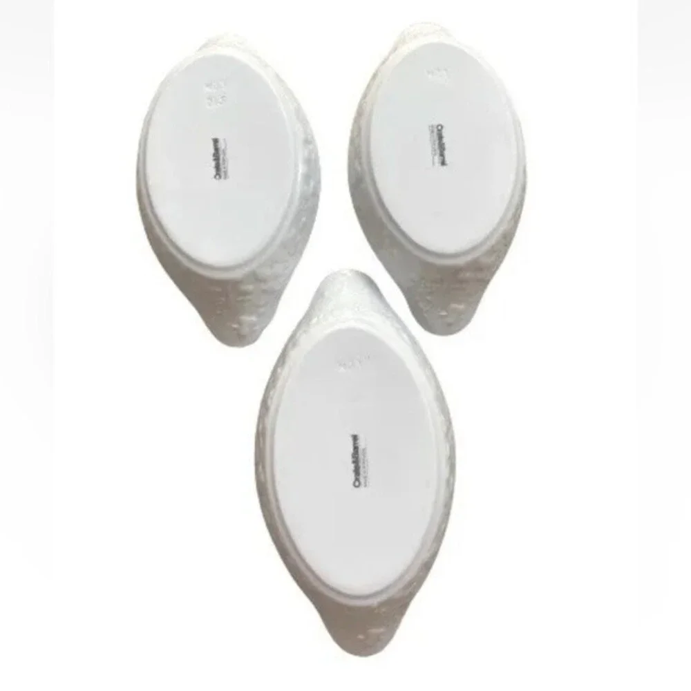 Crate & Barrel Small Oval Plate Portugal Made Set Of 3 White Fruit Pattern New